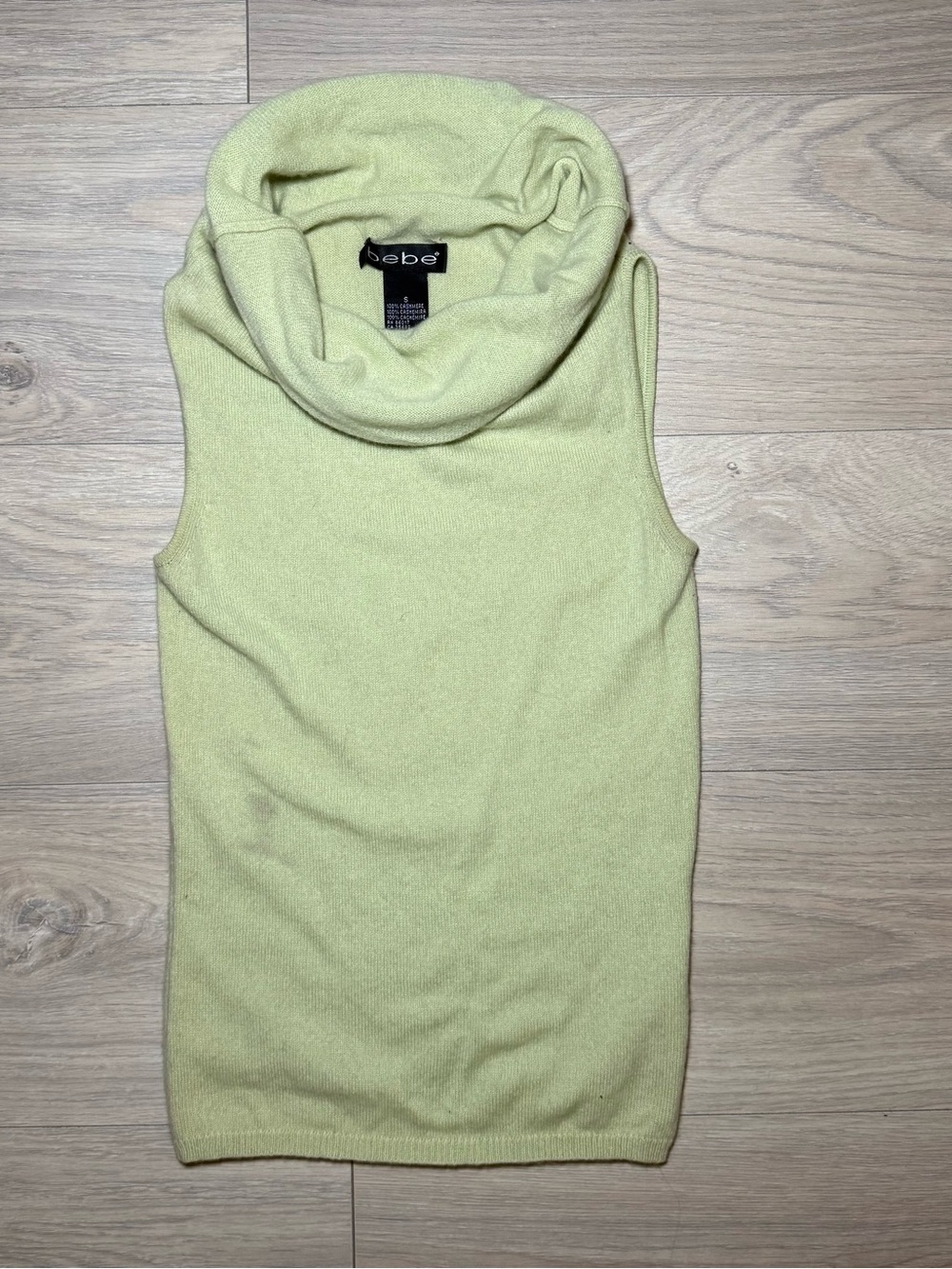 Bebe 100% Cashmere Sleeveless Cowl Neck Sweater - Pale Green
